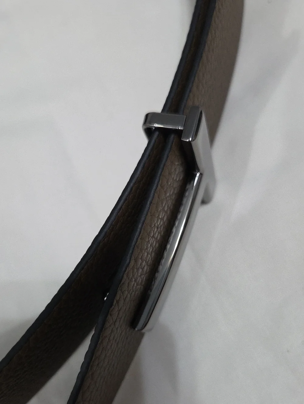 Tom Ford Black Brown Leather Belt with Black Chrome T Buckle